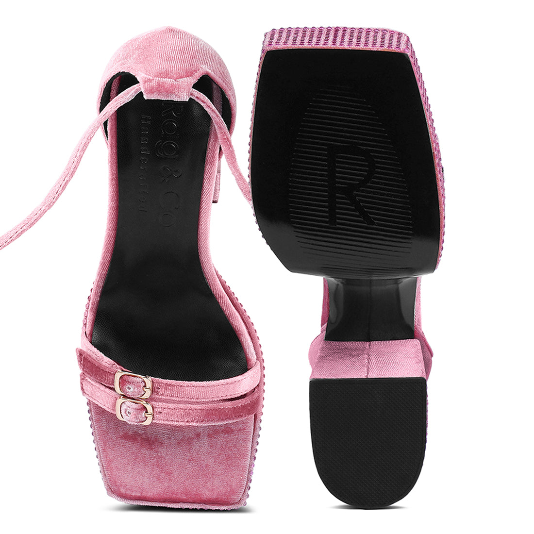 high platform diamante lace up sandals#color_pink