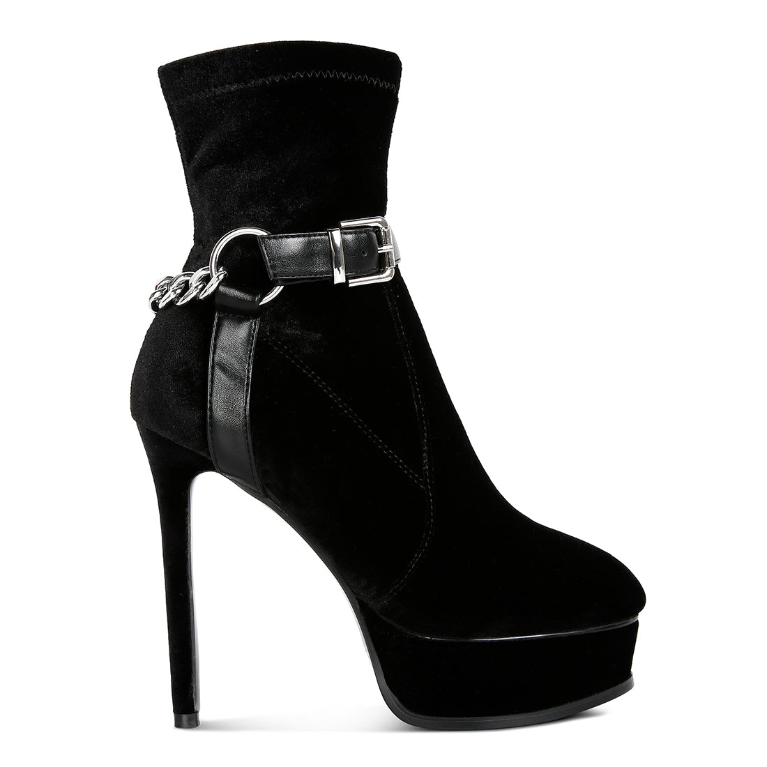 high platform velvet ankle boots#color_black