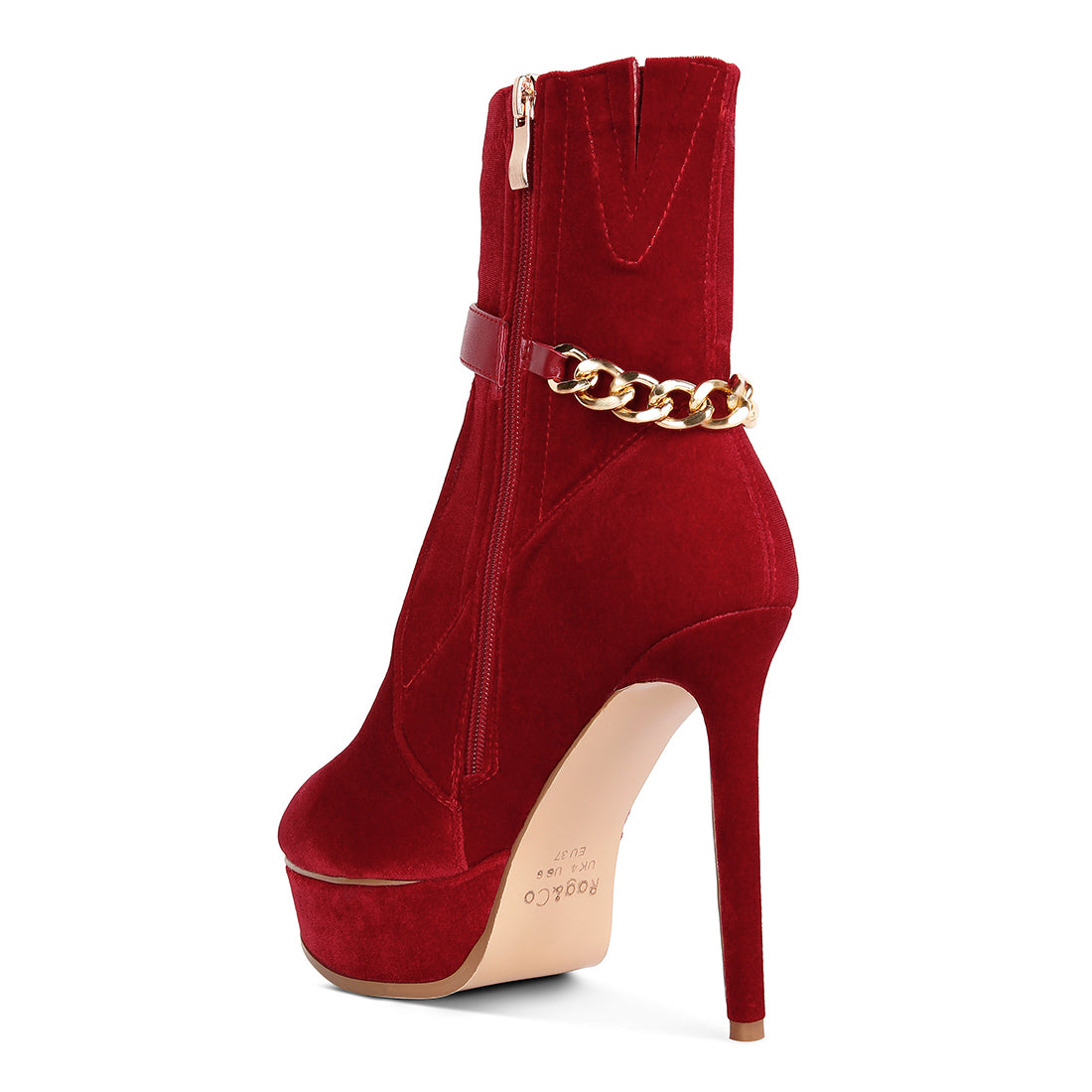 high platform velvet ankle boots#color_red