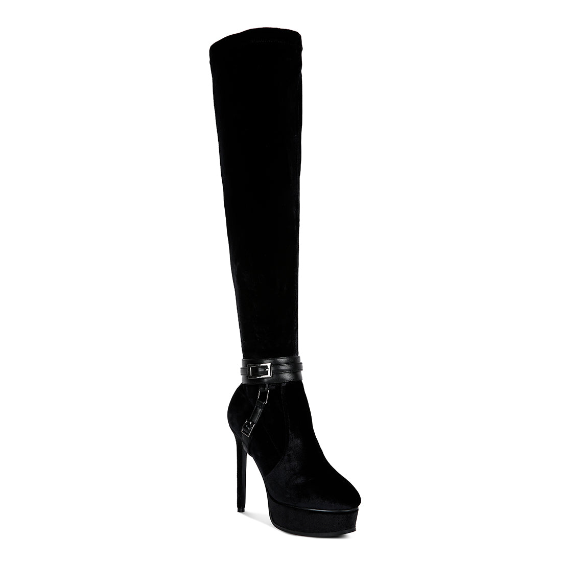high platform heeled long boots#color_black