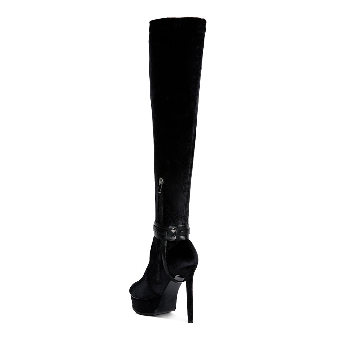 high platform heeled long boots#color_black