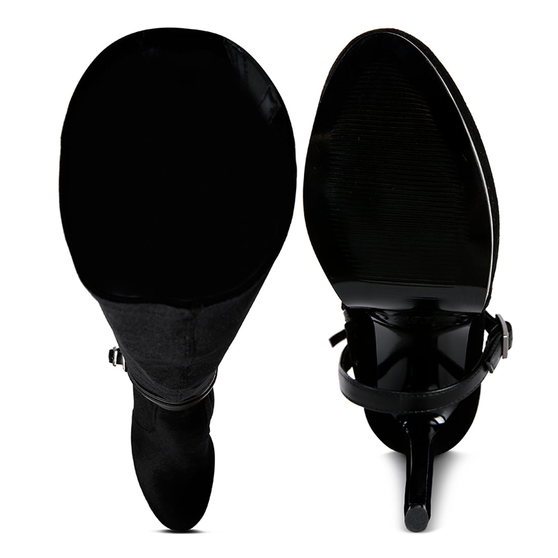 high platform heeled long boots#color_black