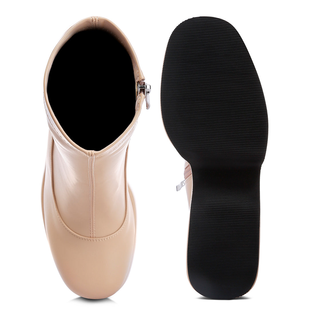 high platform ankle boots#color_beige