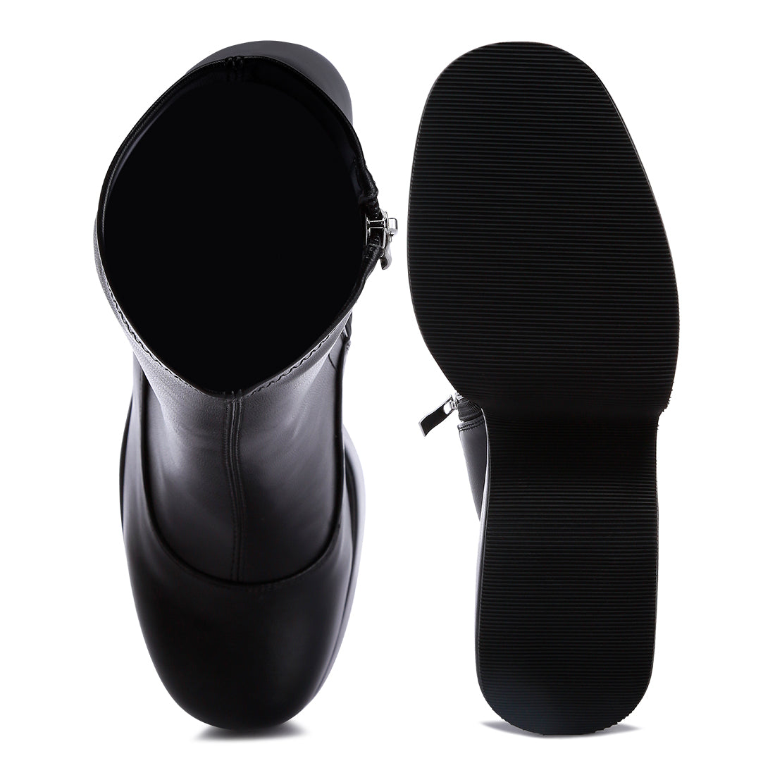 high platform ankle boots#color_black