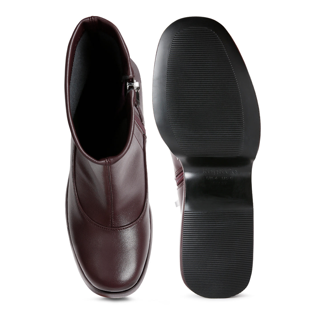 high platform ankle boots#color_burgundy