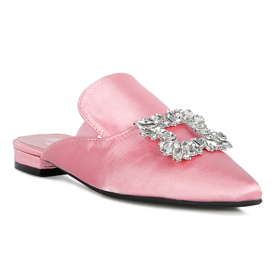 Diamante Jewel Mules In Blush
