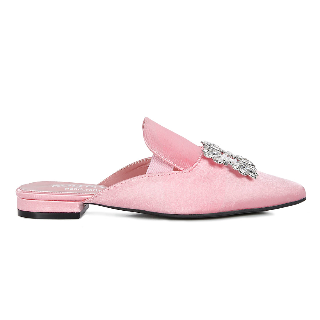 Diamante Jewel Mules In Blush