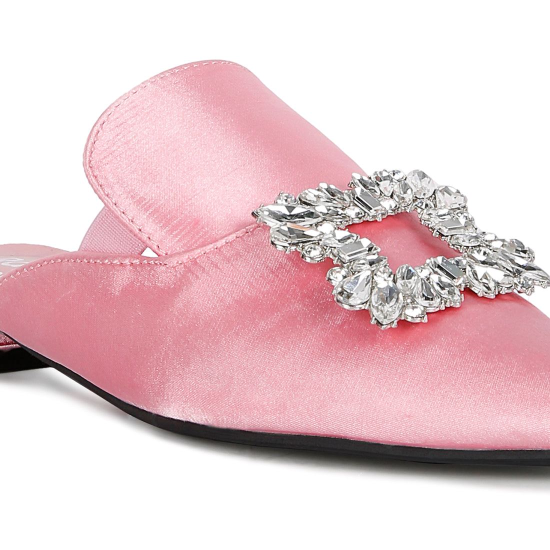 Diamante Jewel Mules In Blush
