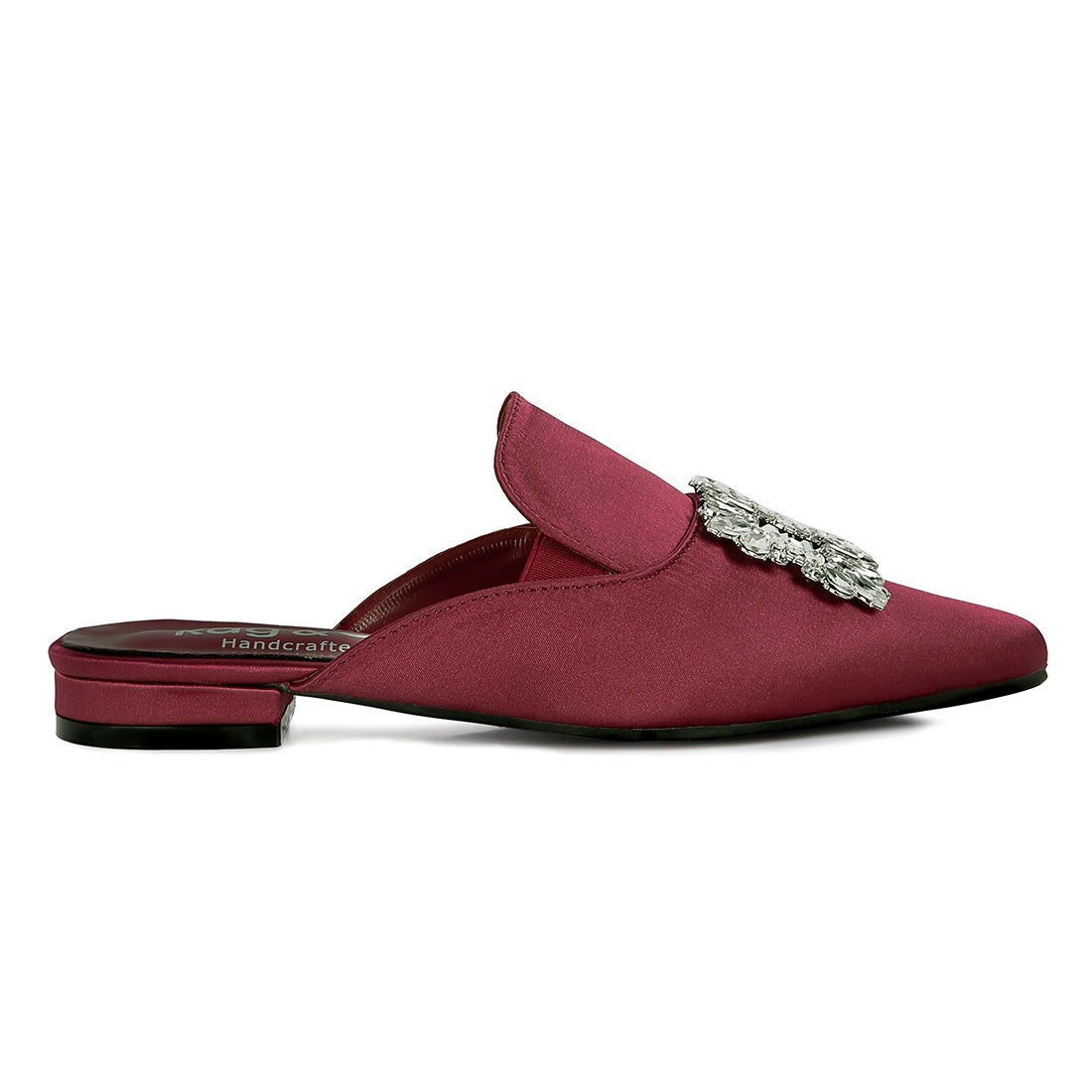 Diamante Jewel Mules In Burgundy
