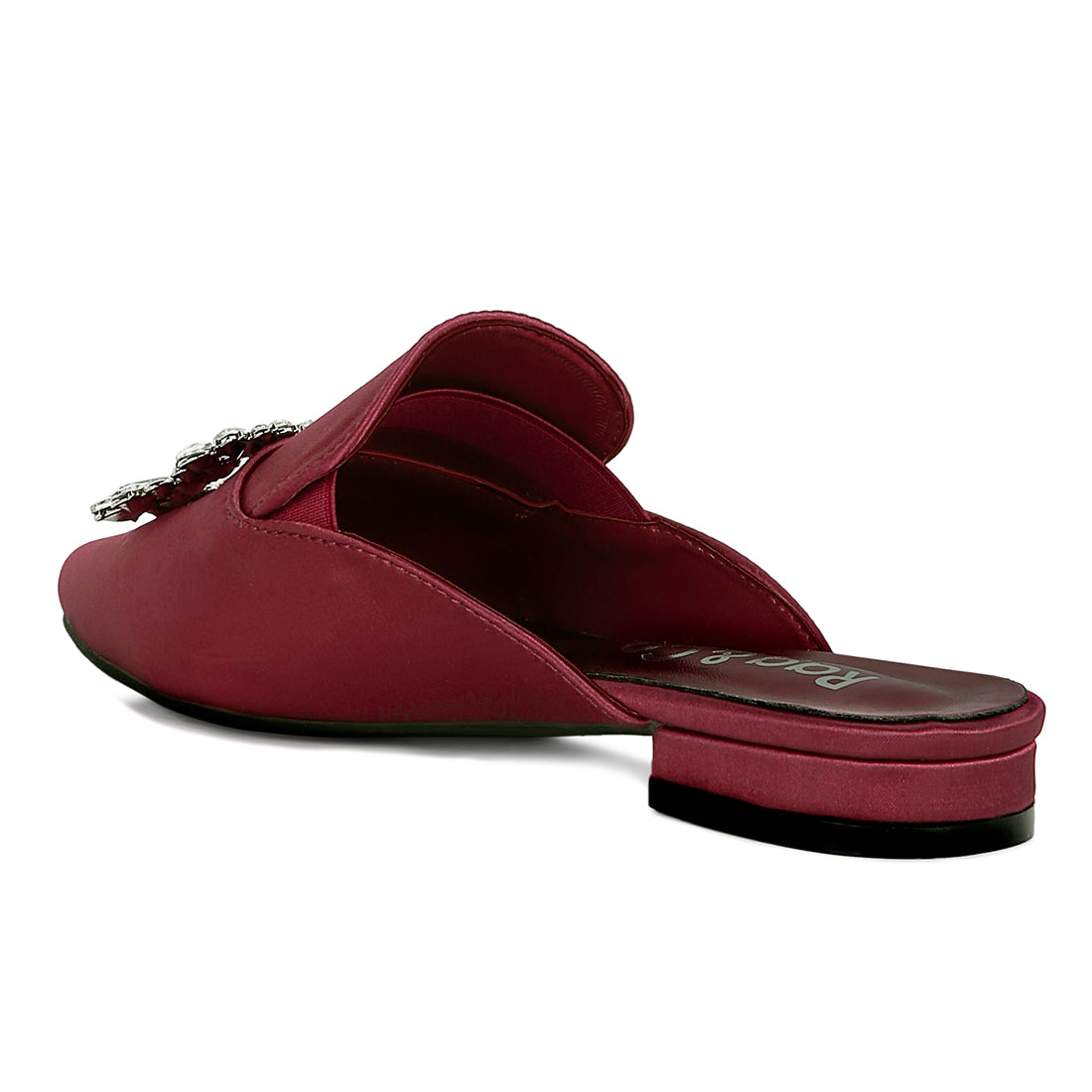 Diamante Jewel Mules In Burgundy