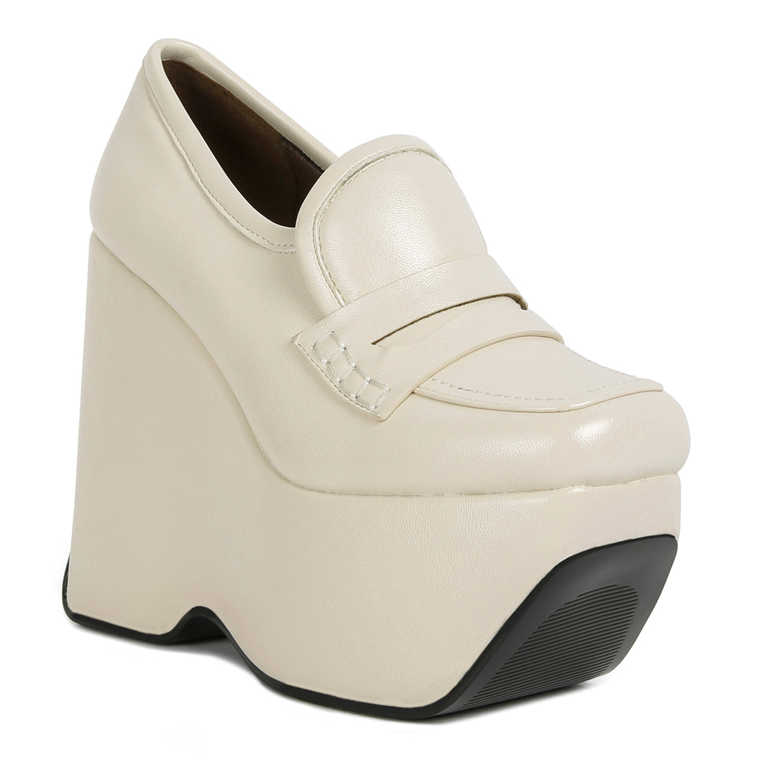 high platform wedge loafers#color_beige