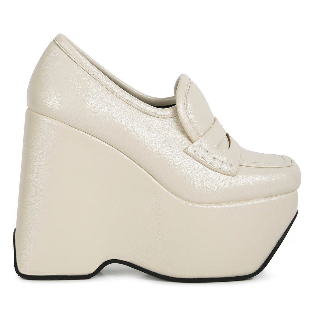 high platform wedge loafers#color_beige