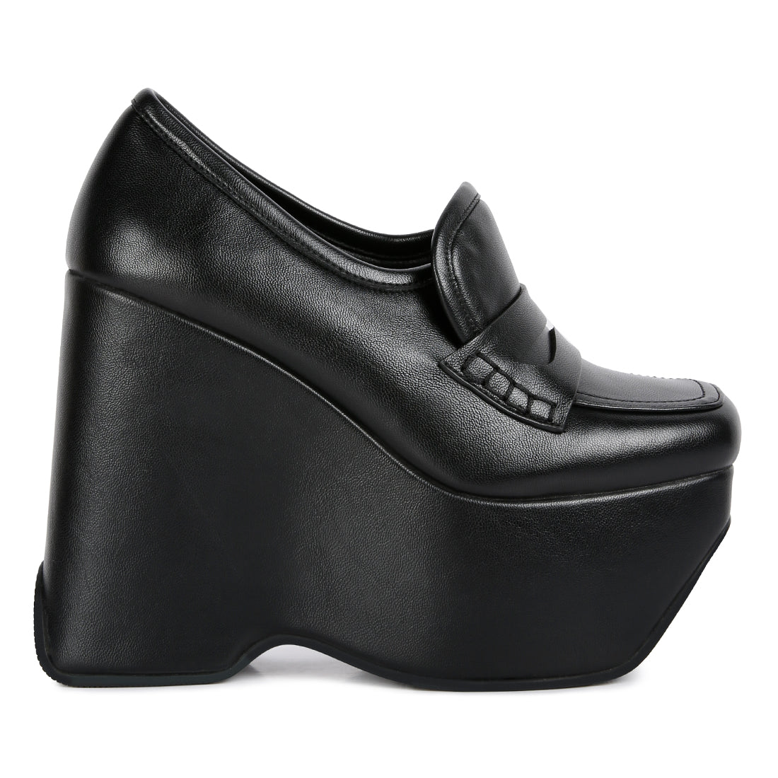 high platform wedge loafers#color_black