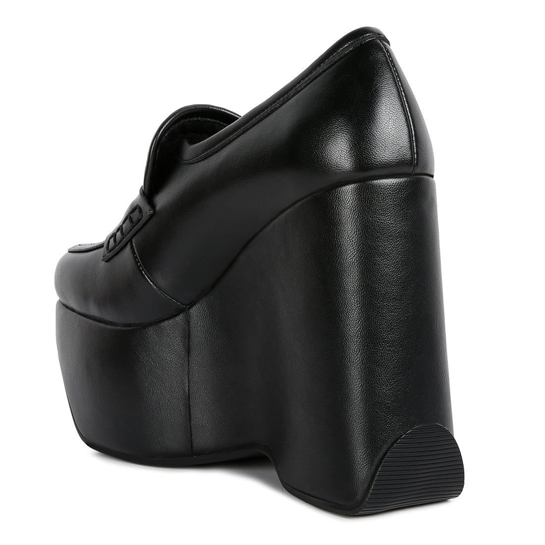 high platform wedge loafers#color_black