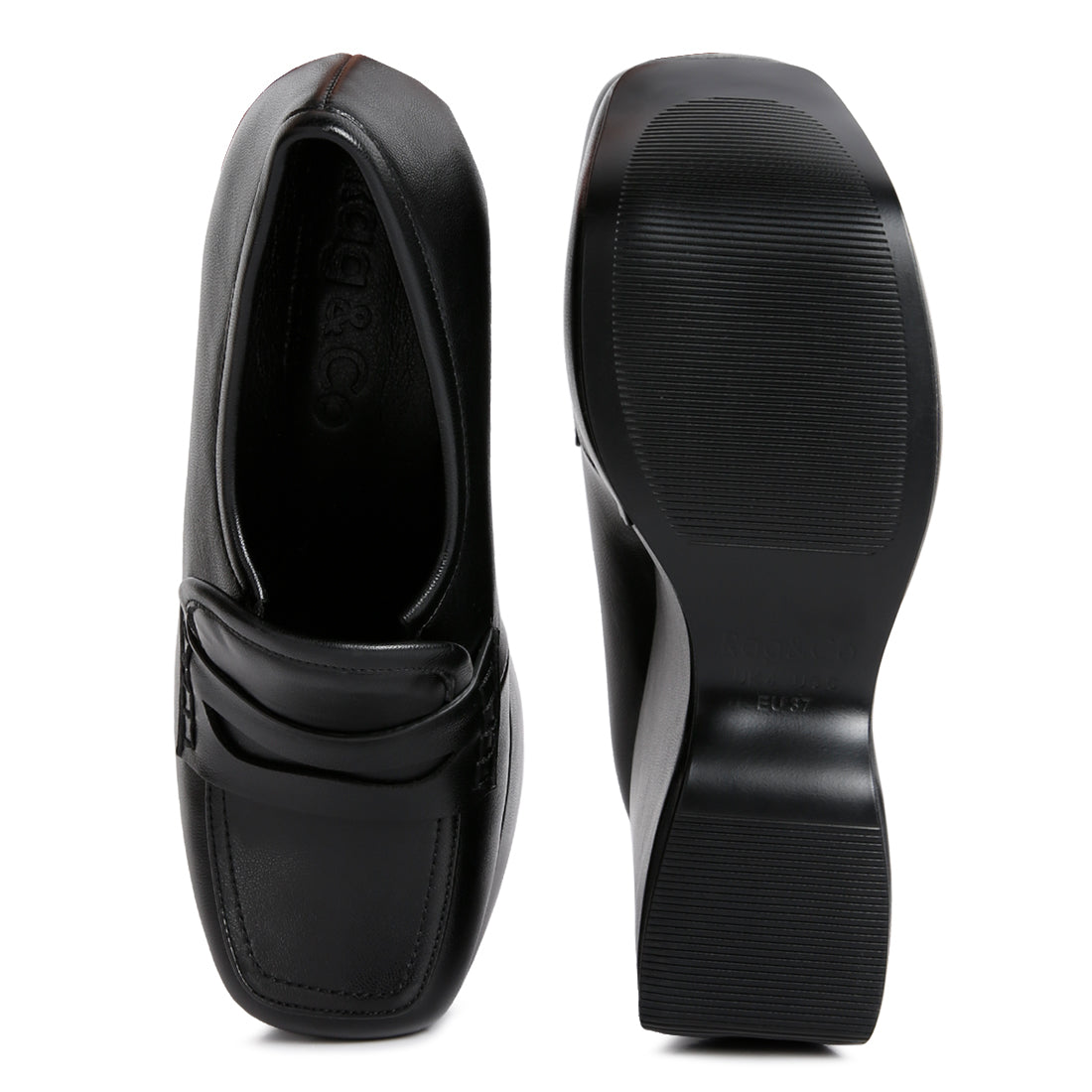 high platform wedge loafers#color_black