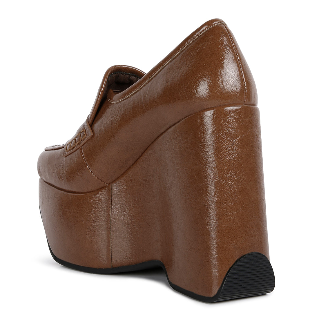 high platform wedge loafers#color_tan