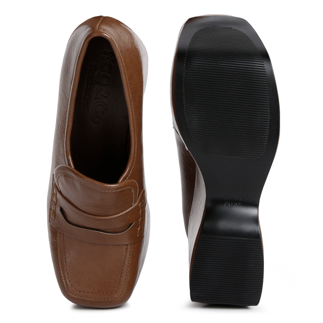 high platform wedge loafers#color_tan