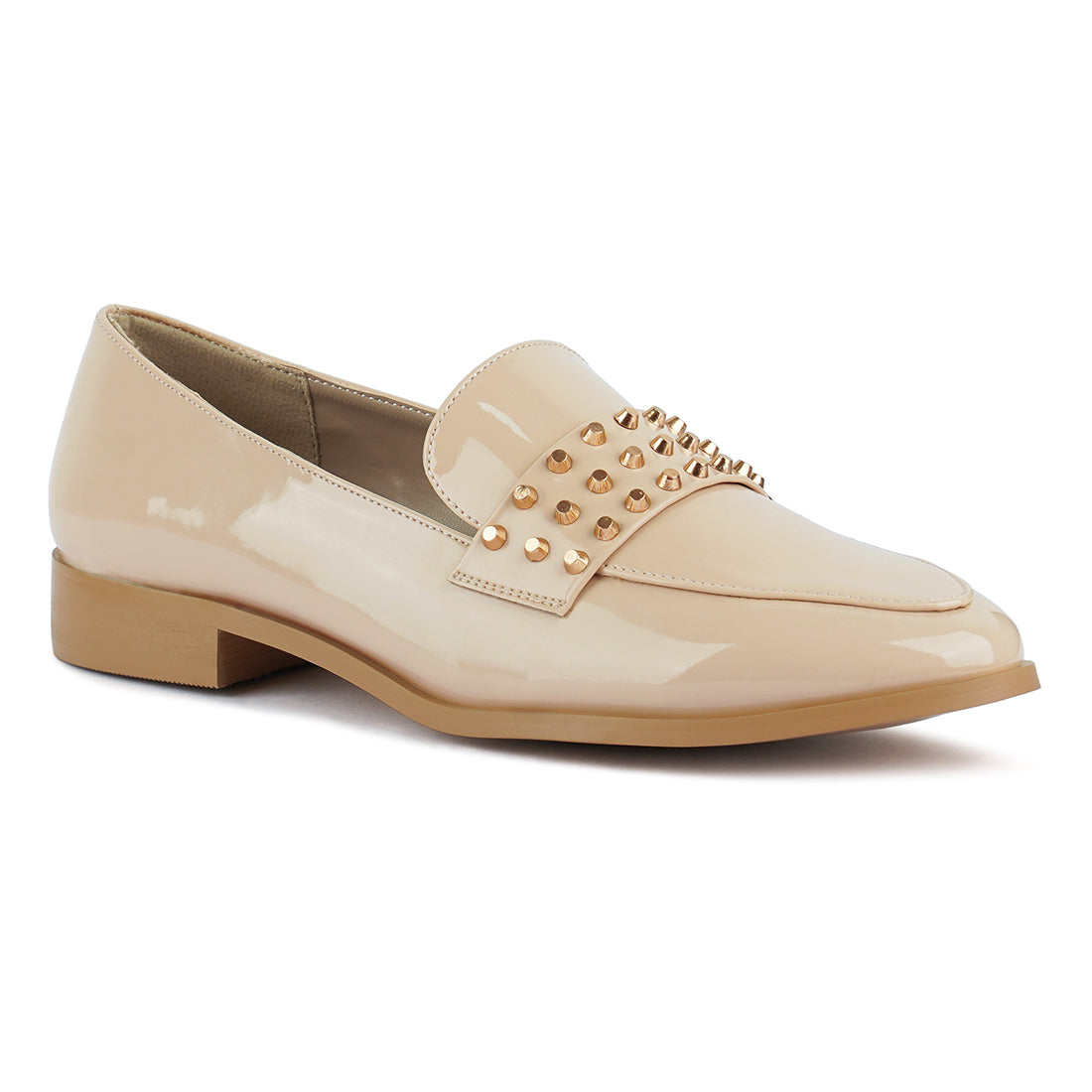 Semicasual Stud Detail Patent Loafers