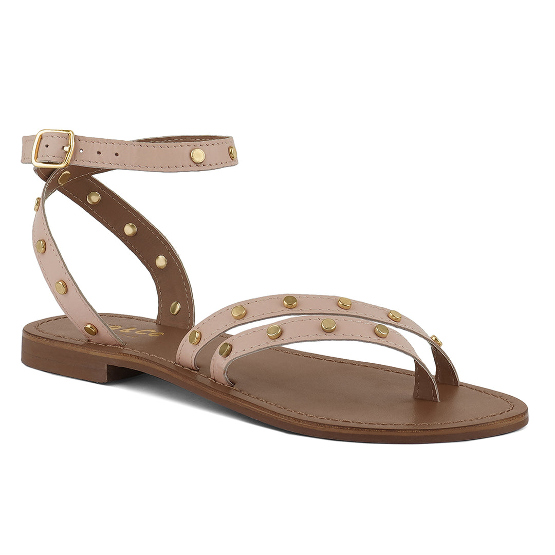 oprah studs embellished flat sandals#color_beige