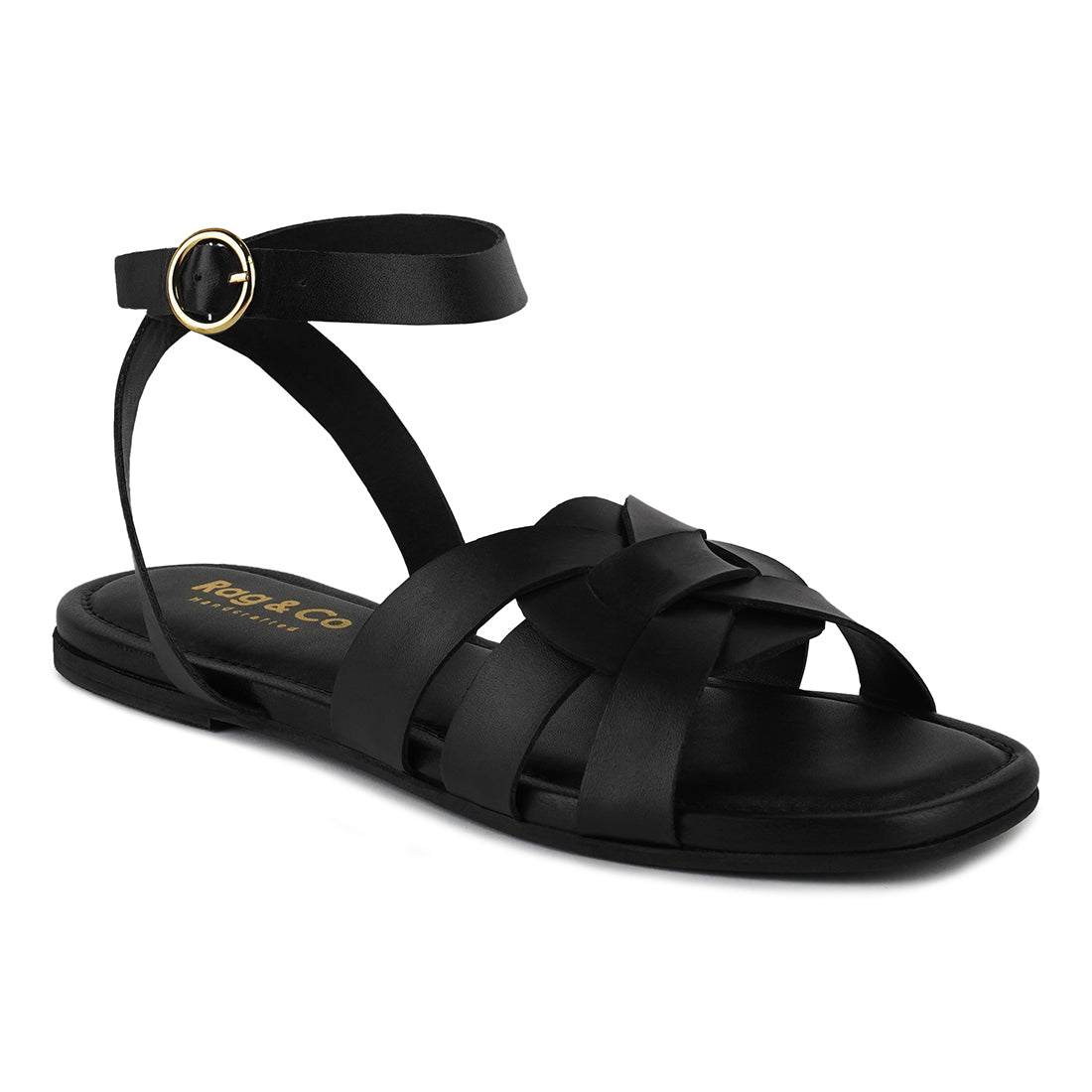 ashton flat ankle strap sandals#color_black