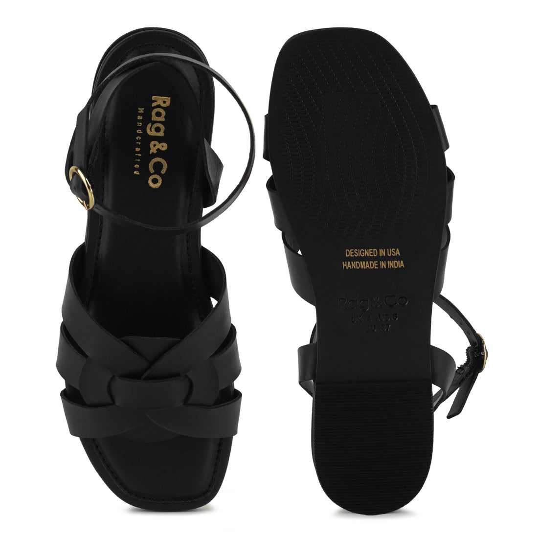 ashton flat ankle strap sandals#color_black