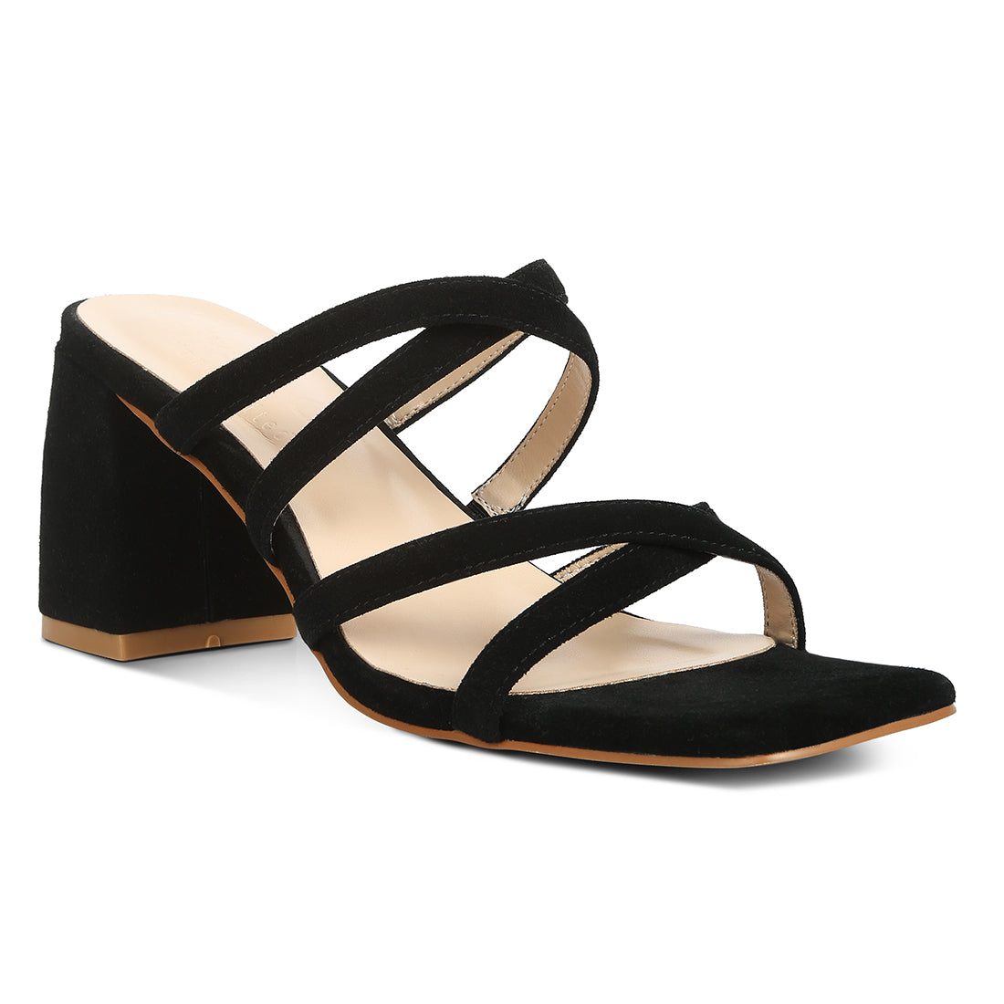 strappy casual block heel sandals#color_black