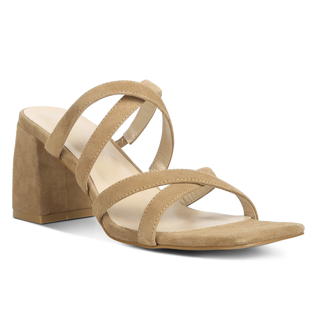 strappy casual block heel sandals#color_camel