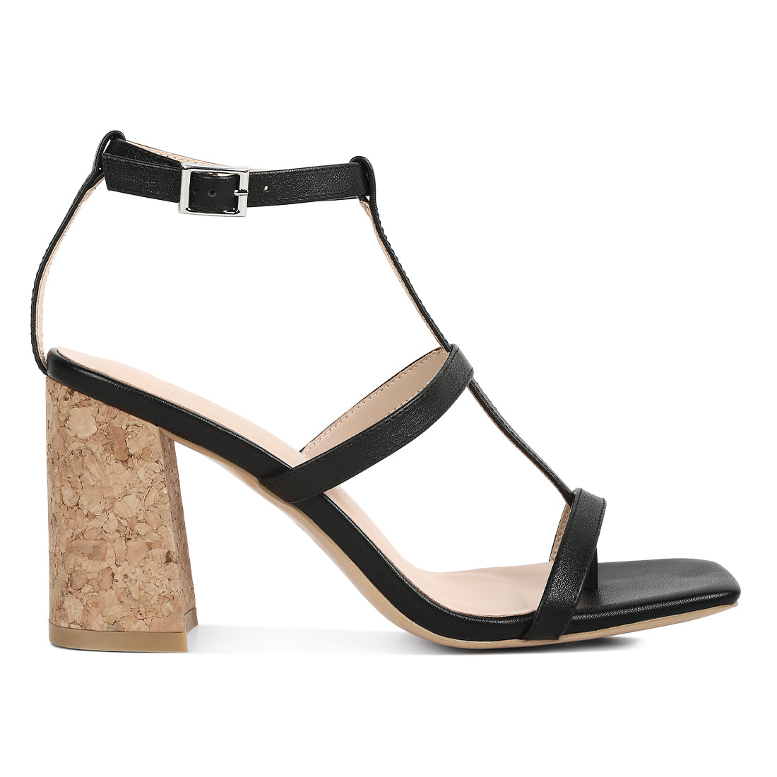 open square toe block heel sandals#color_black