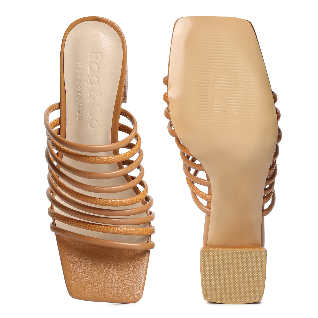 strappy slip on sandals#color_tan