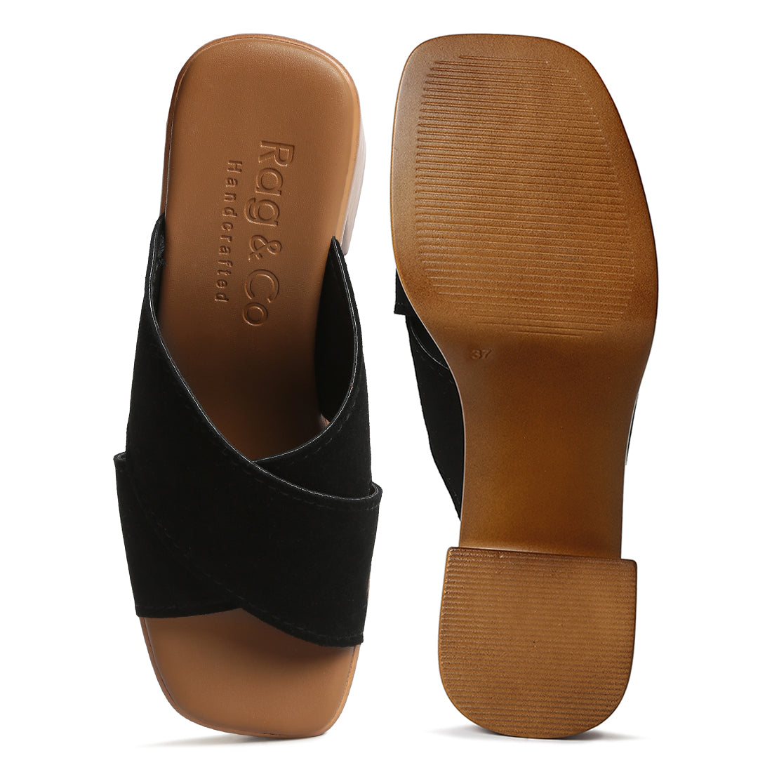 criss cross strap block heel sandals#color_black