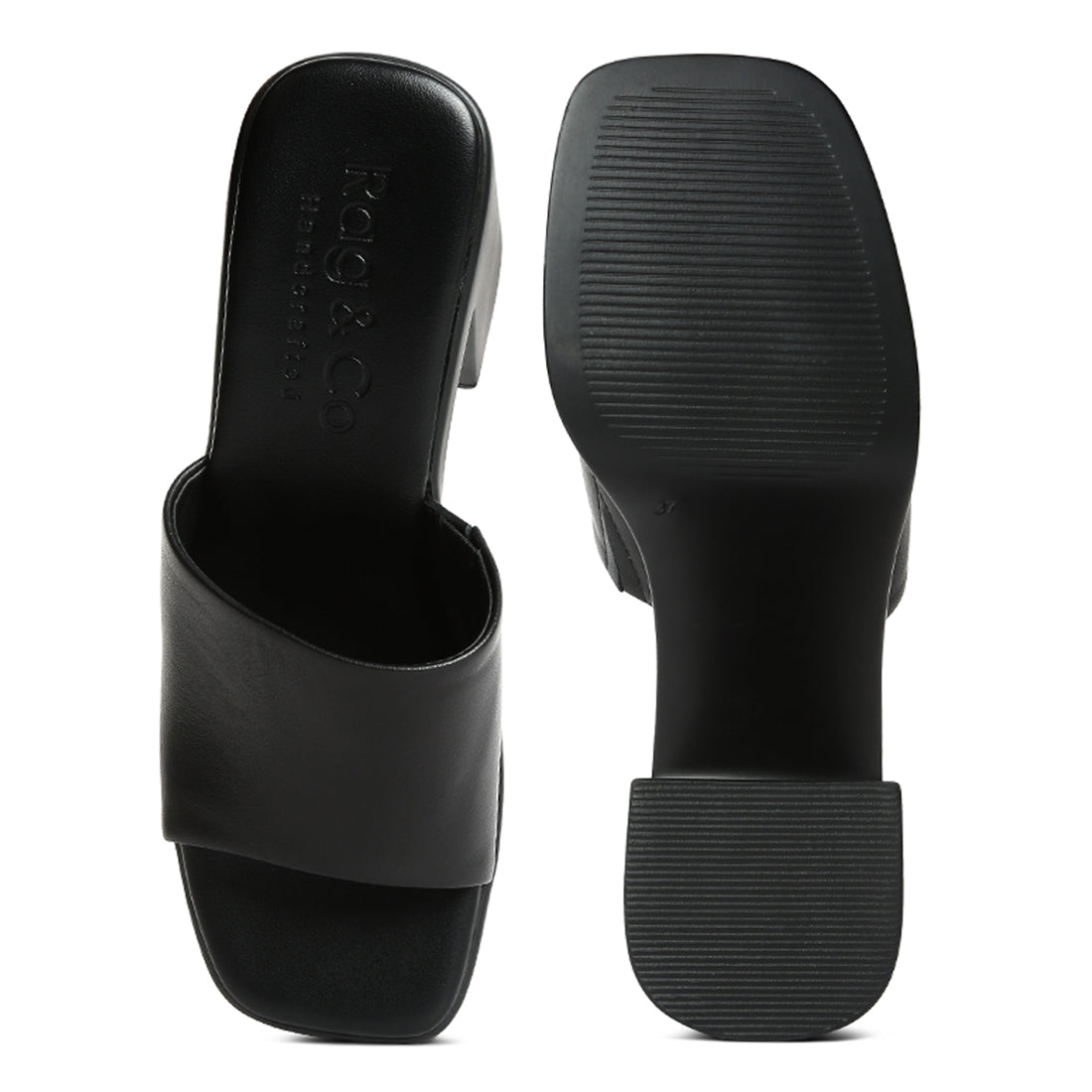 slip on block heel sandals#color_black