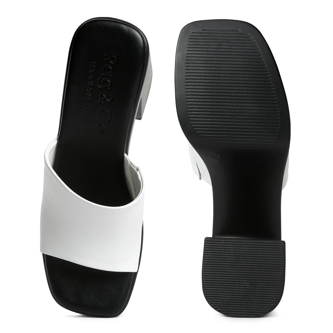 slip on block heel sandals#color_white