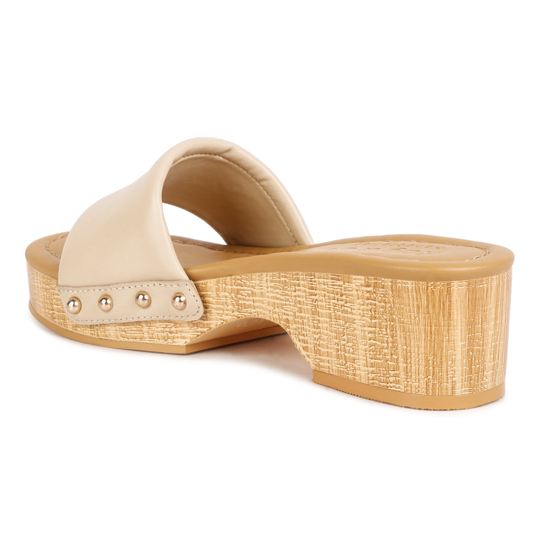 stud embellished wedge sandals#color_beige