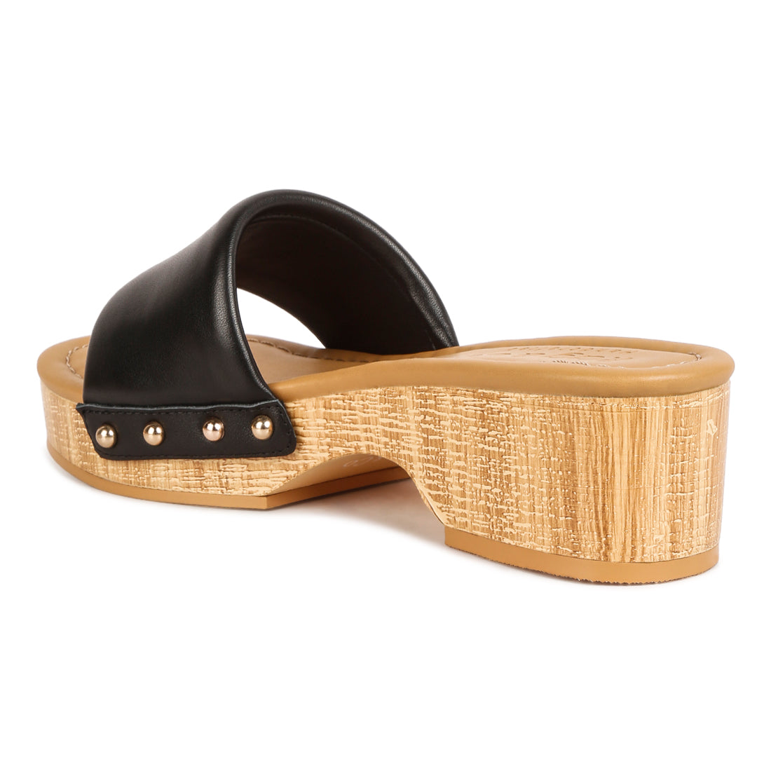 stud embellished wedge sandals#color_black