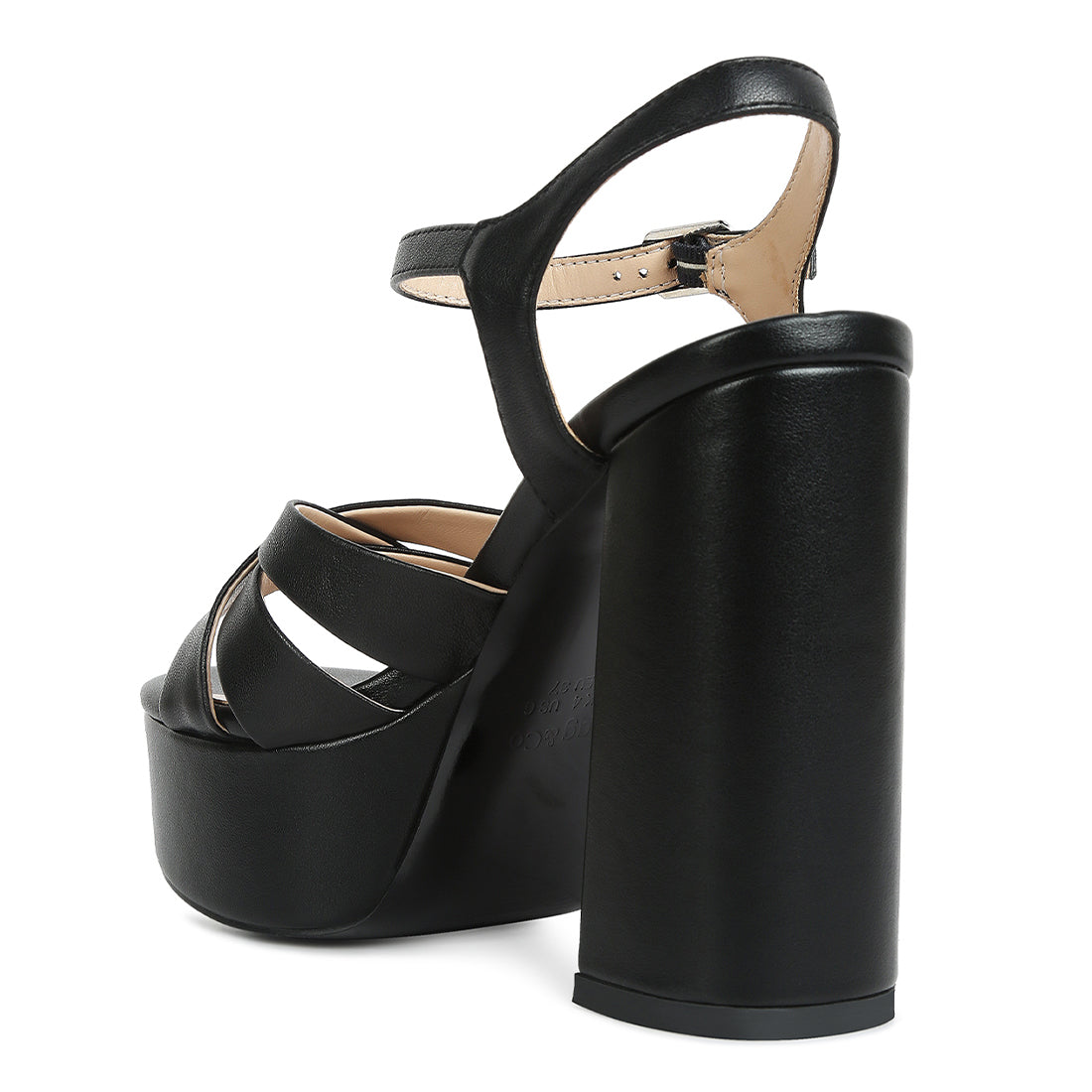 crosscross strap slim block heel sandals#color_black