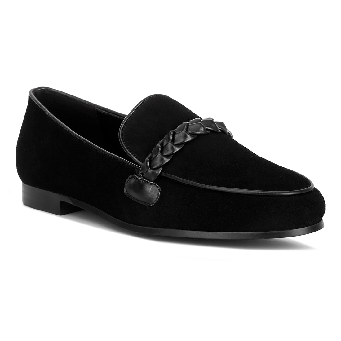 braided detail loafers#color_black