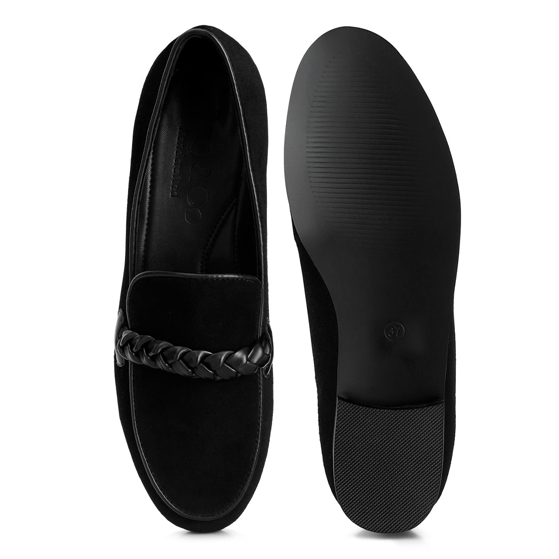 braided detail loafers#color_black