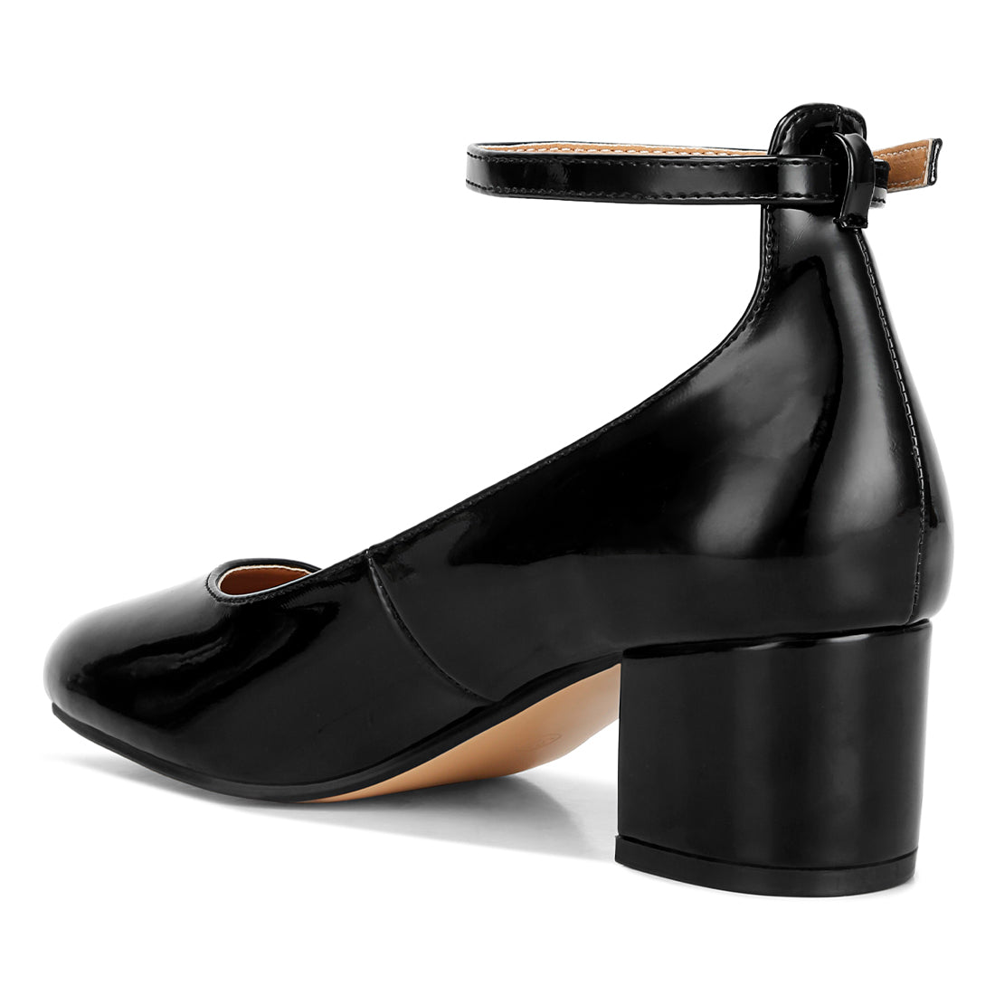 ankle strap low block heel sandals#color_black