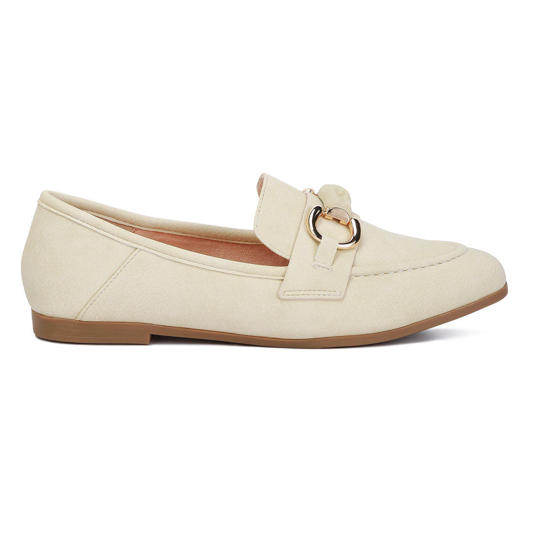 horsebit embellished loafers#color_beige