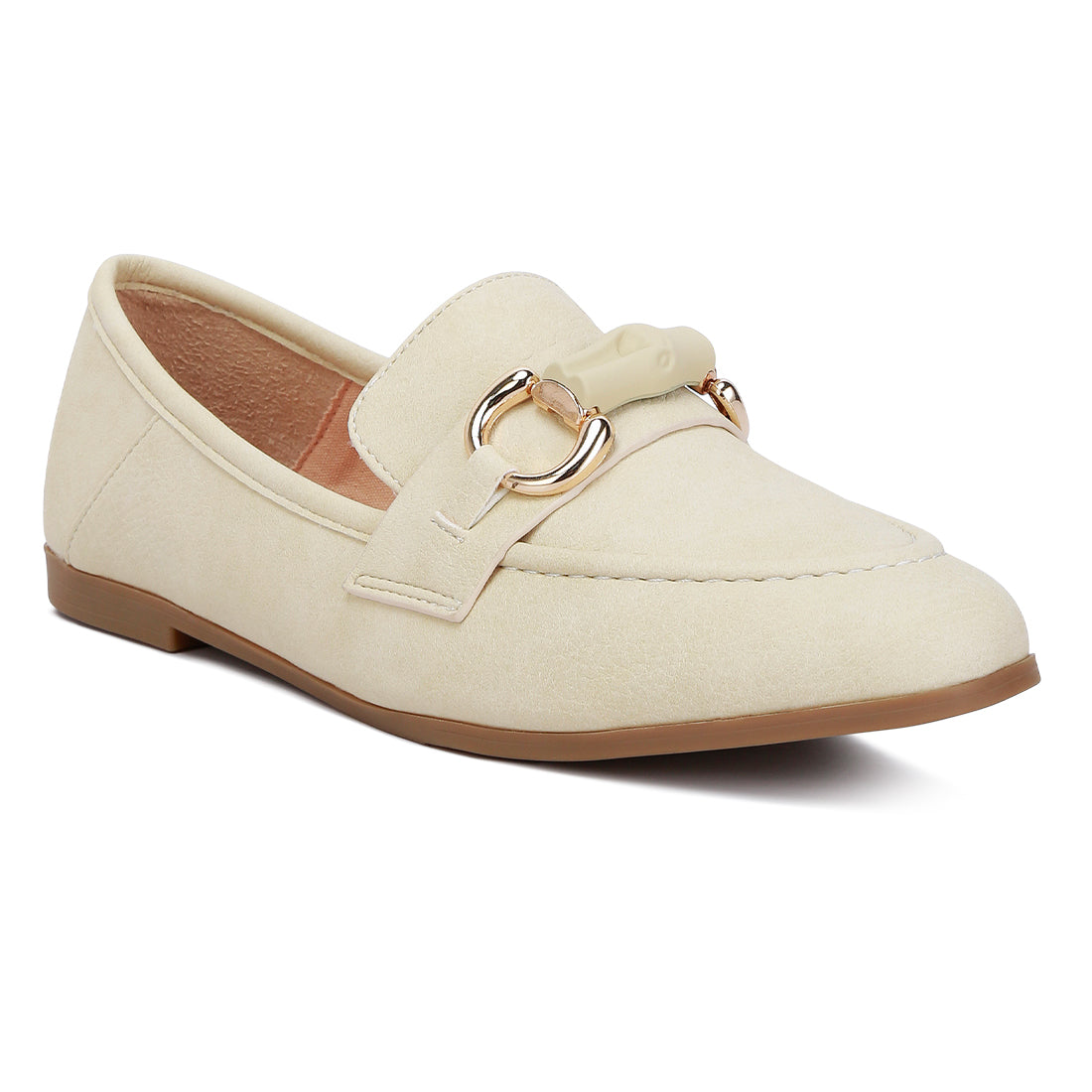horsebit embellished loafers#color_beige