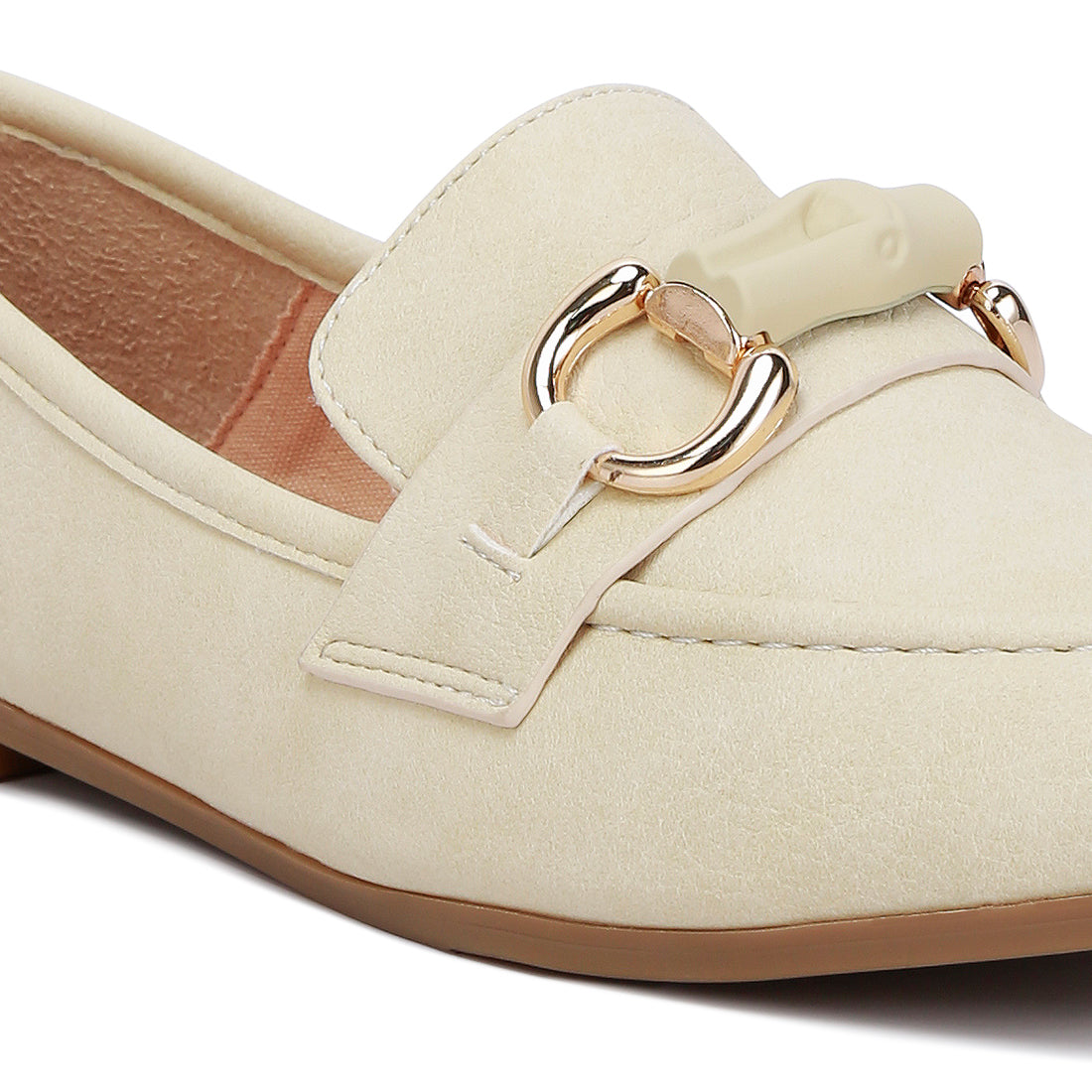 horsebit embellished loafers#color_beige