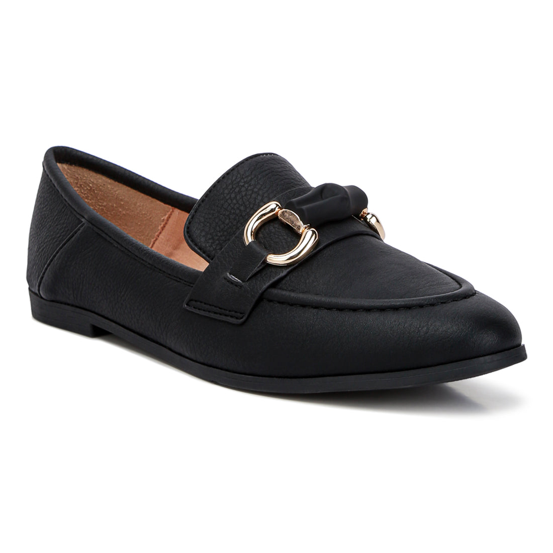 horsebit embellished loafers#color_black