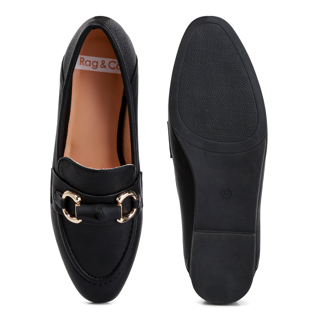horsebit embellished loafers#color_black