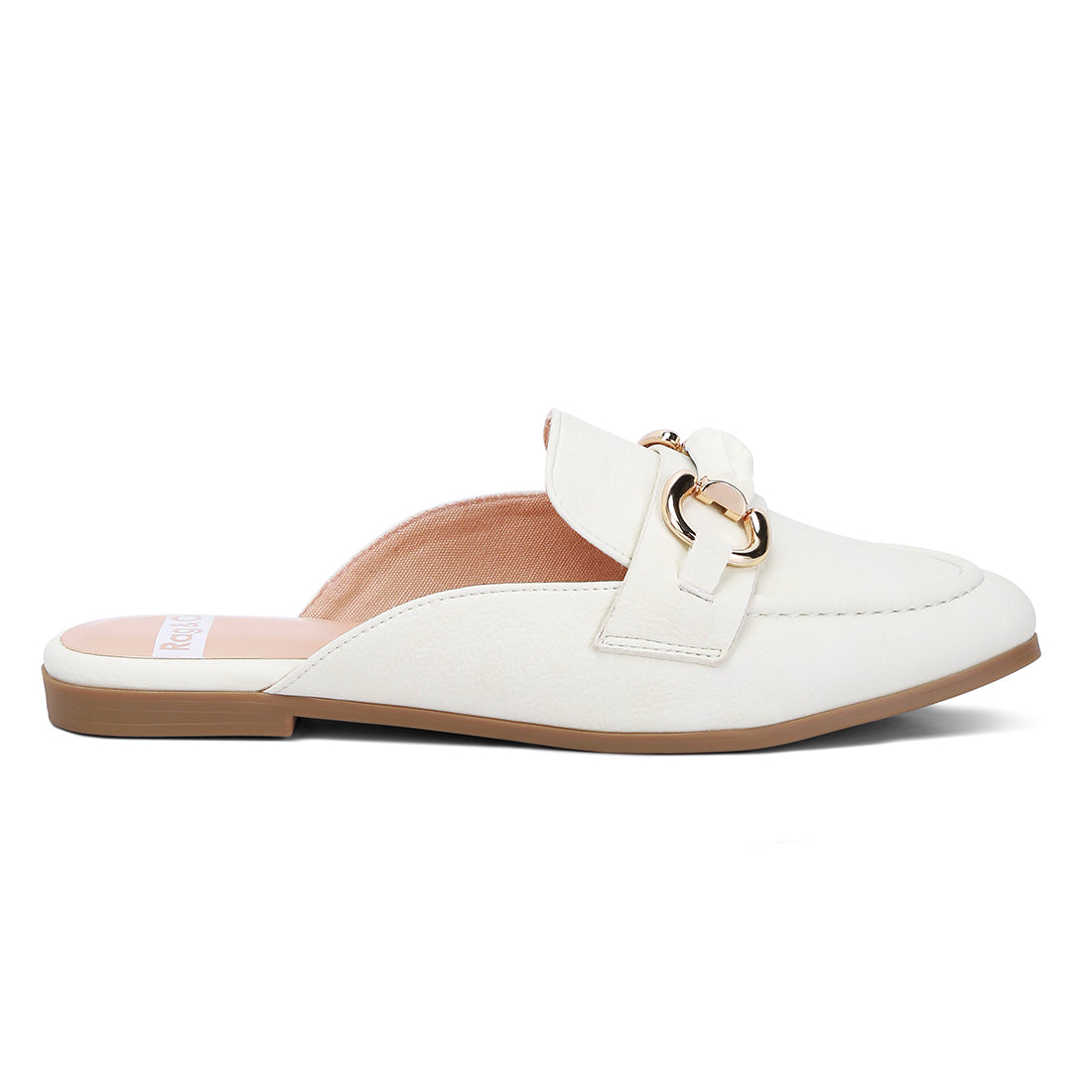 horsebit embellished raffia slip on mules#color_white