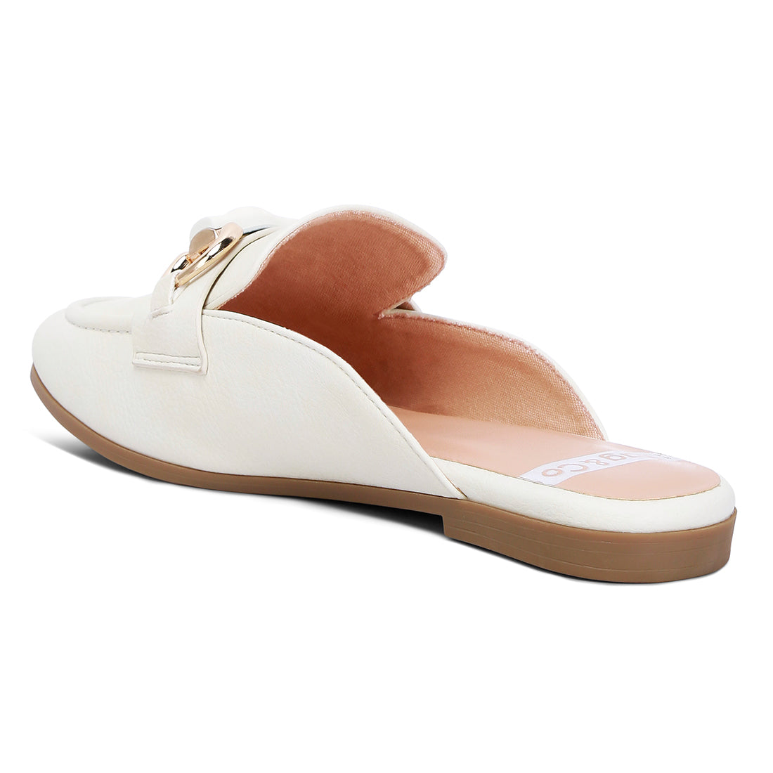 horsebit embellished raffia slip on mules#color_white