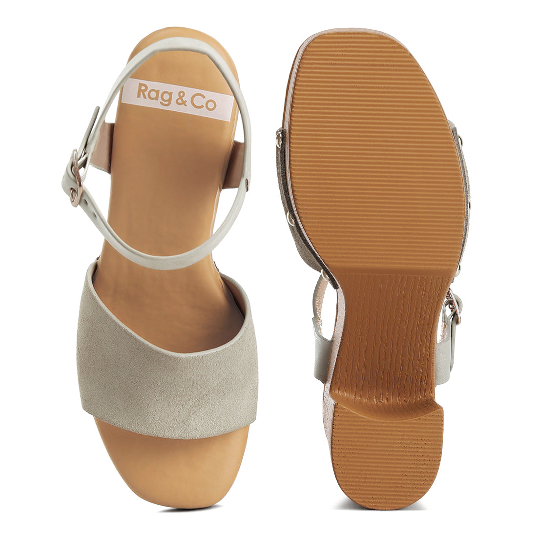 suede high block sandals#color_beige