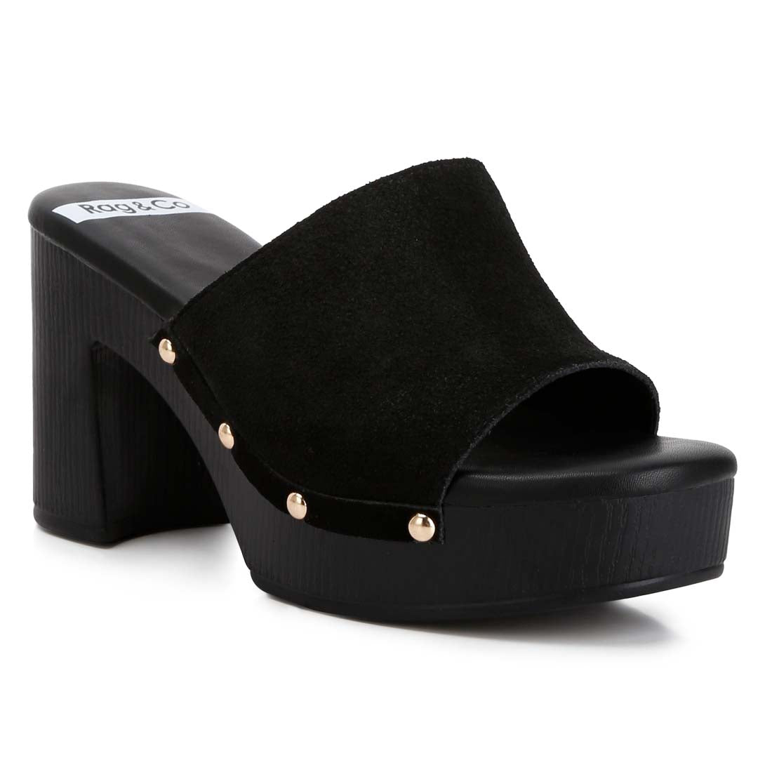 suede high block heel mules#color_black