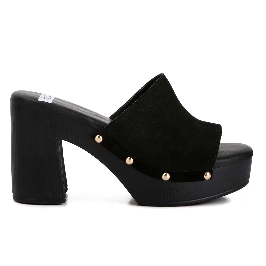 suede high block heel mules#color_black