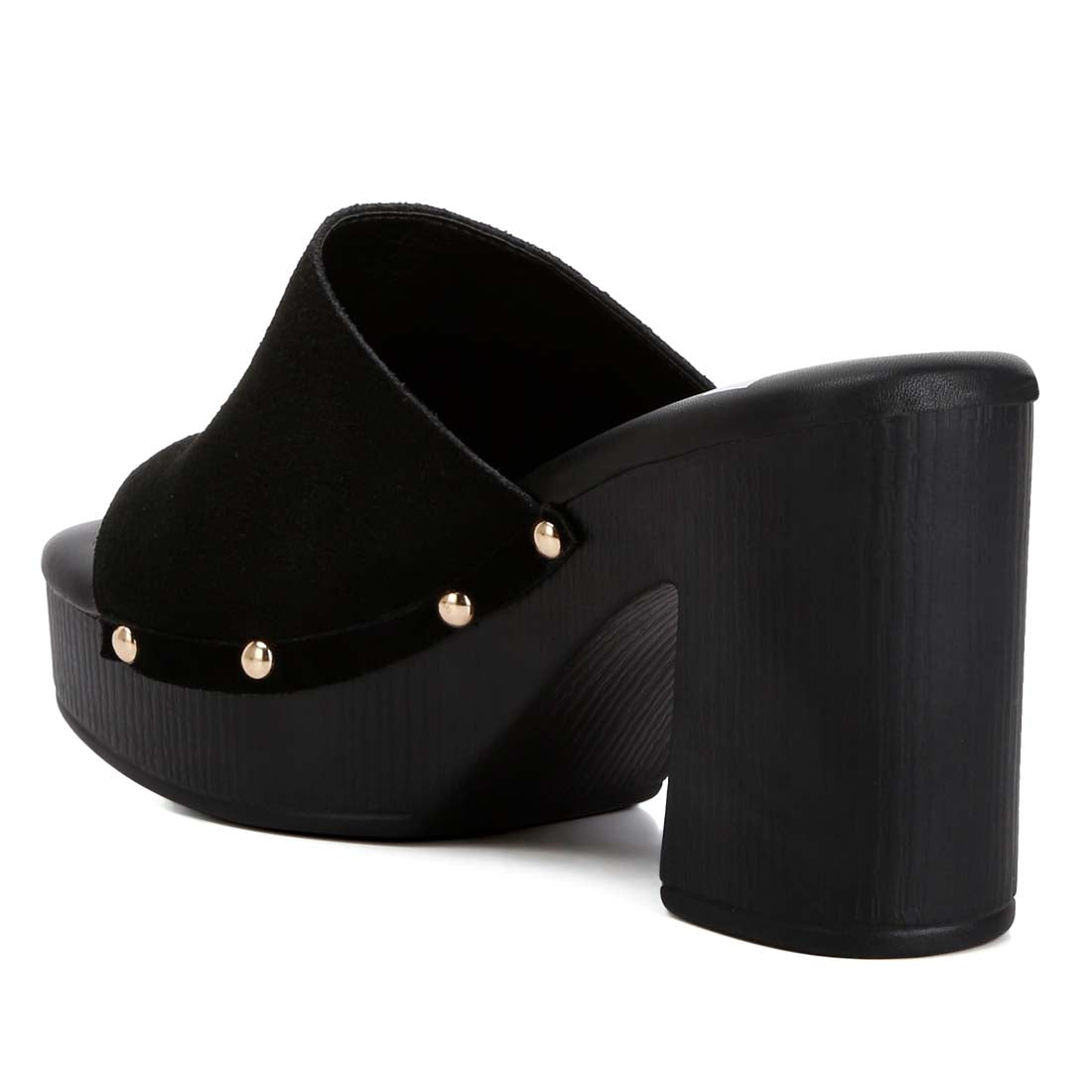 suede high block heel mules#color_black