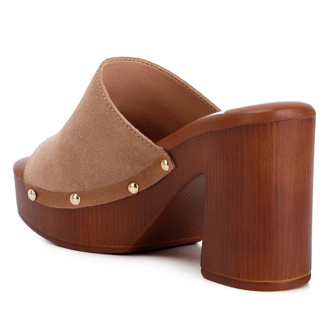 suede high block heel mules#color_tan